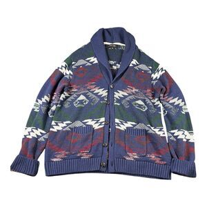 Adam Levine Mens Cardigan Sweater XL Button Pockets Aztec Southwestern Geometric